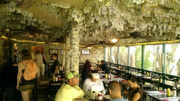 Dollar bills in the restaurant on Cabbage Key island