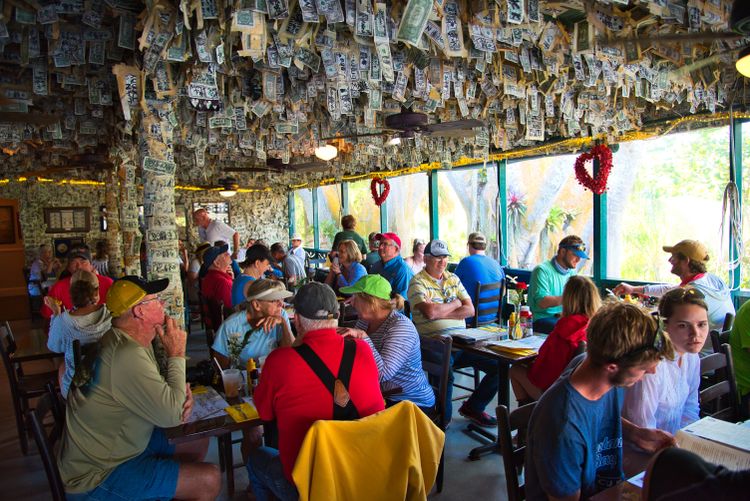 The Dollar Bill room at Cabbage Key